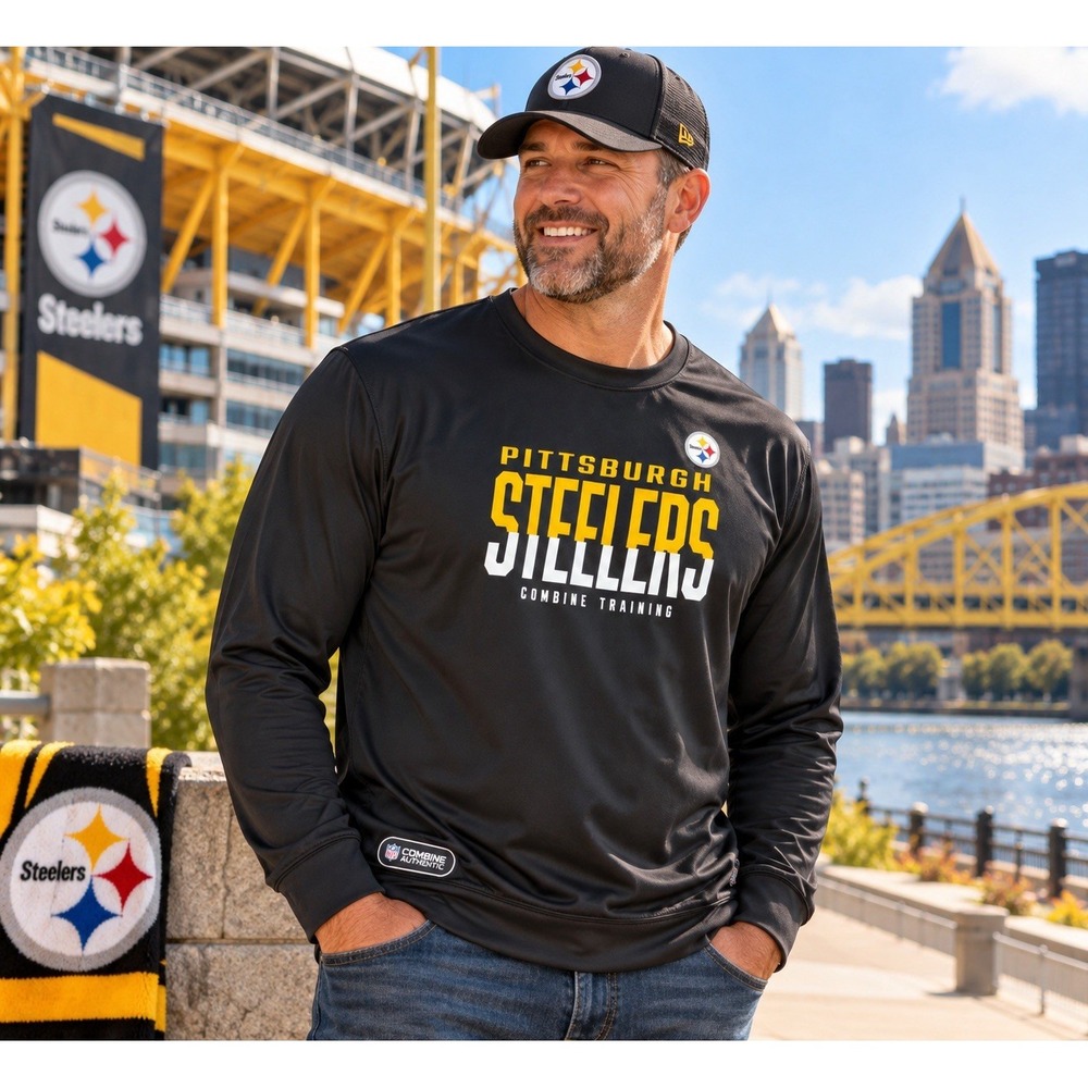 Pittsburgh Steelers NFL Combine Training Pullover Mens XL Black NWT